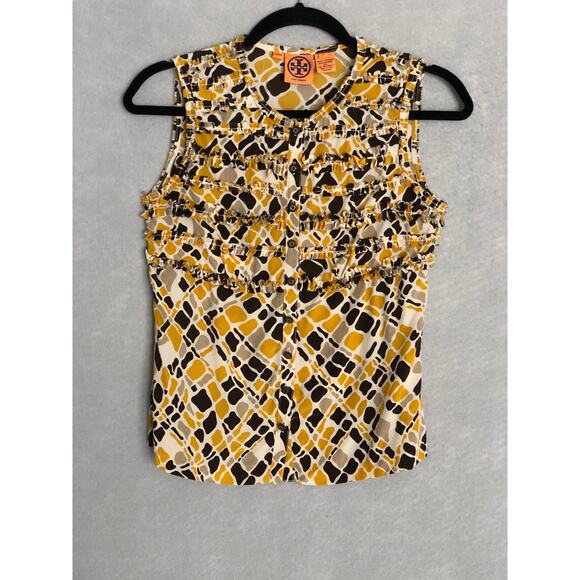 Tory Burch Micro Ruffle Top Women's Size 0 Sleeveless - Picture 1 of 5